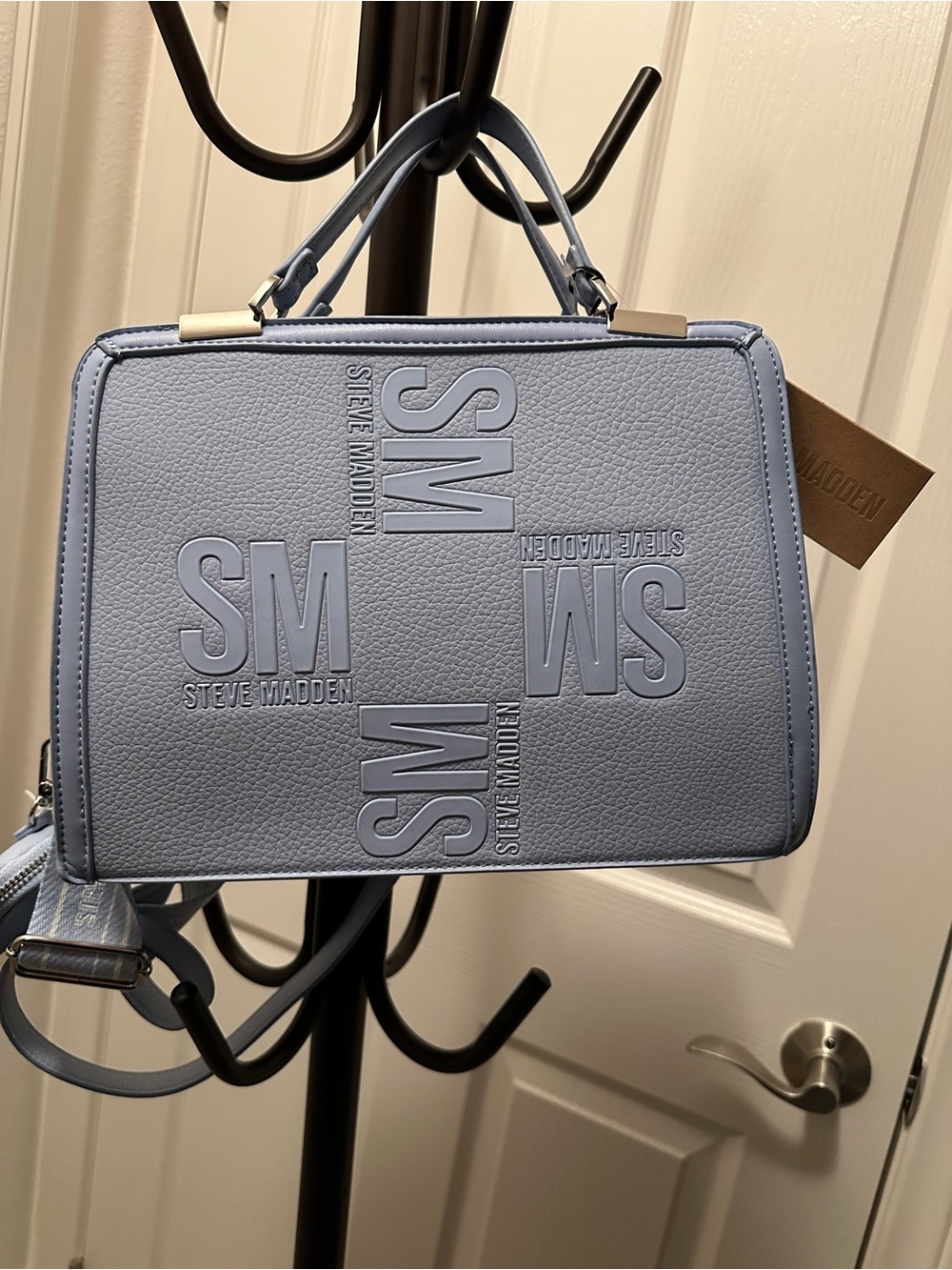 Steve Madden Light Blue Embossed SM Satchel